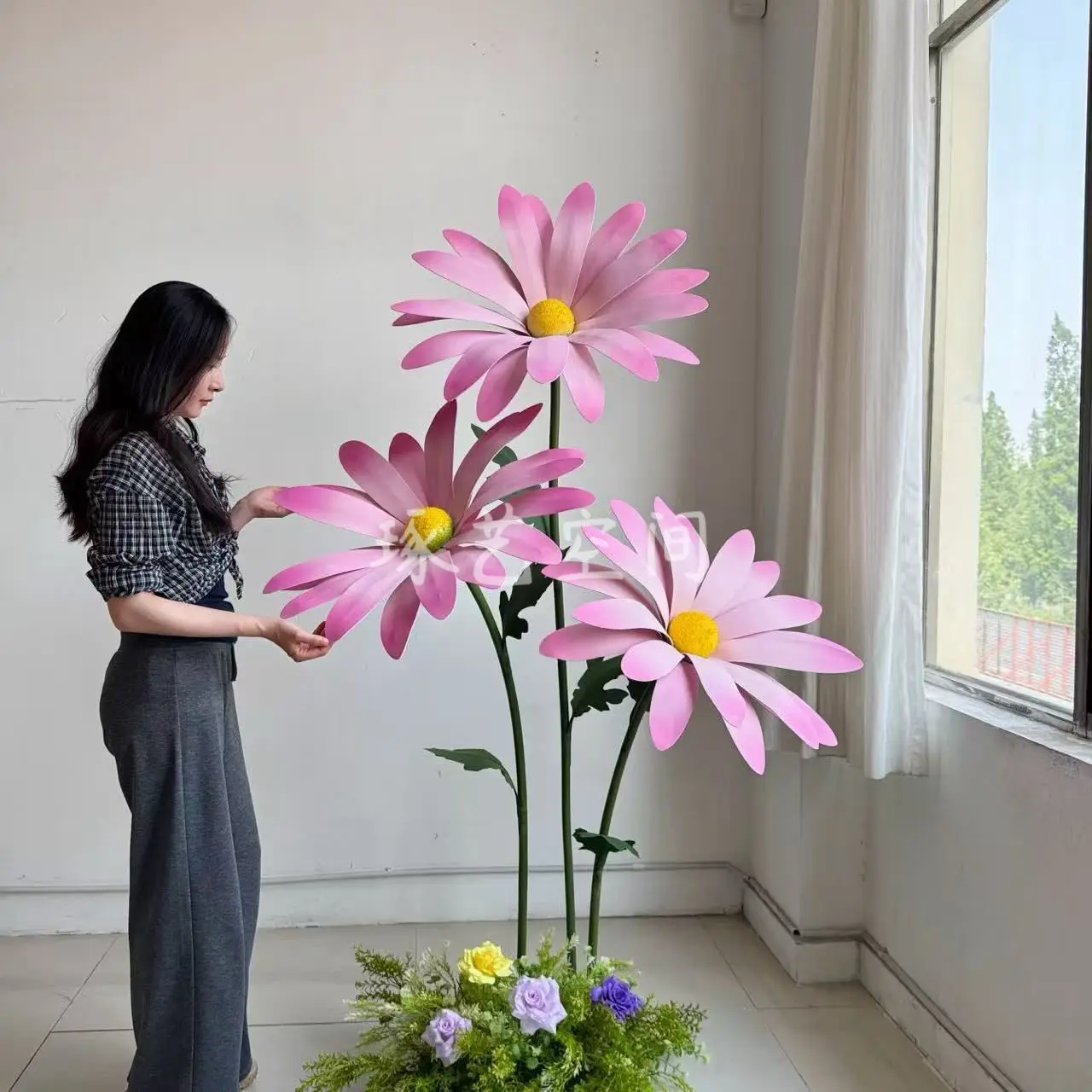 Giant Paper Daisy Flower Handcrafted Artificial Foam Flower Wedding Aisle Decor Stage Scene Arrangement Party Decoration Props