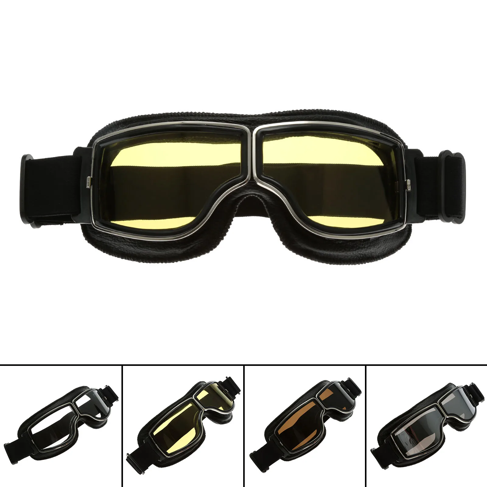 

Anti-Fog Retor Motocross Goggles Helmet Pilot Scooter Ski Outdoor Dirt Bike Riding Sunglasses Retro Motorcycle Glasses Leather