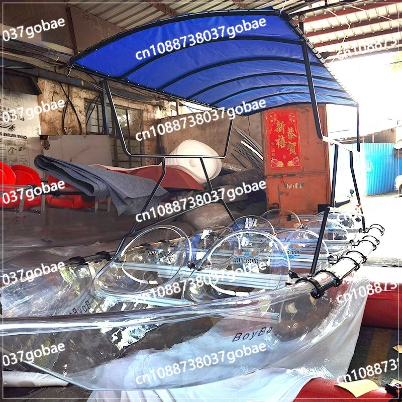 8 People Transparent with Awning Outdoor Internet Celebrity Glass Boat Transparent Paddle in Sea Tourist Attractions