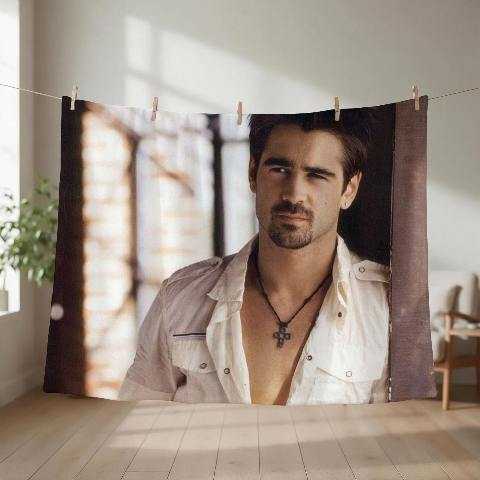 colin farrell Throw Blanket couch cozy soft plush fuzzy picnic outdoor blanket