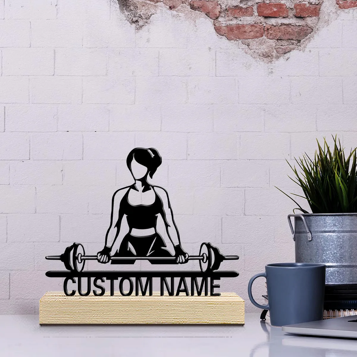 1pc Customized Metal Handicraft Ornaments Custom Content With Wooden Base Desk Ornaments for Study Rooms,Bedrooms,and Offices