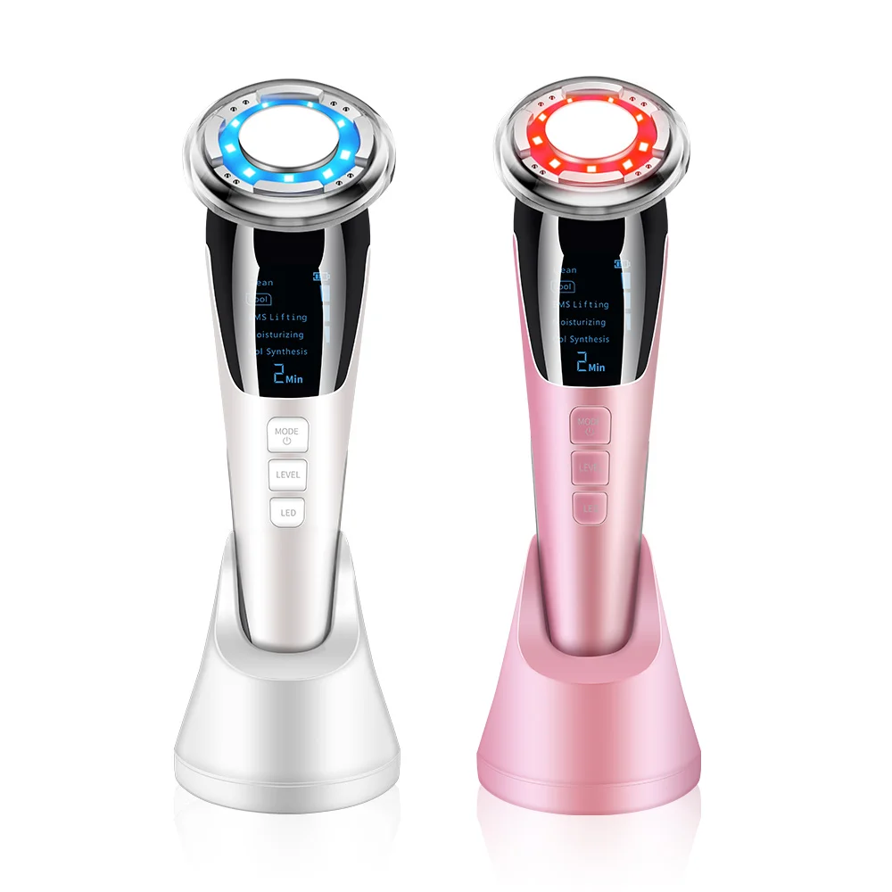 

Hot Cold Hammer Red Blue Light Anti Aging Facial Beauty Device Face Lifting Massager Beauty Instrument with Gift Box