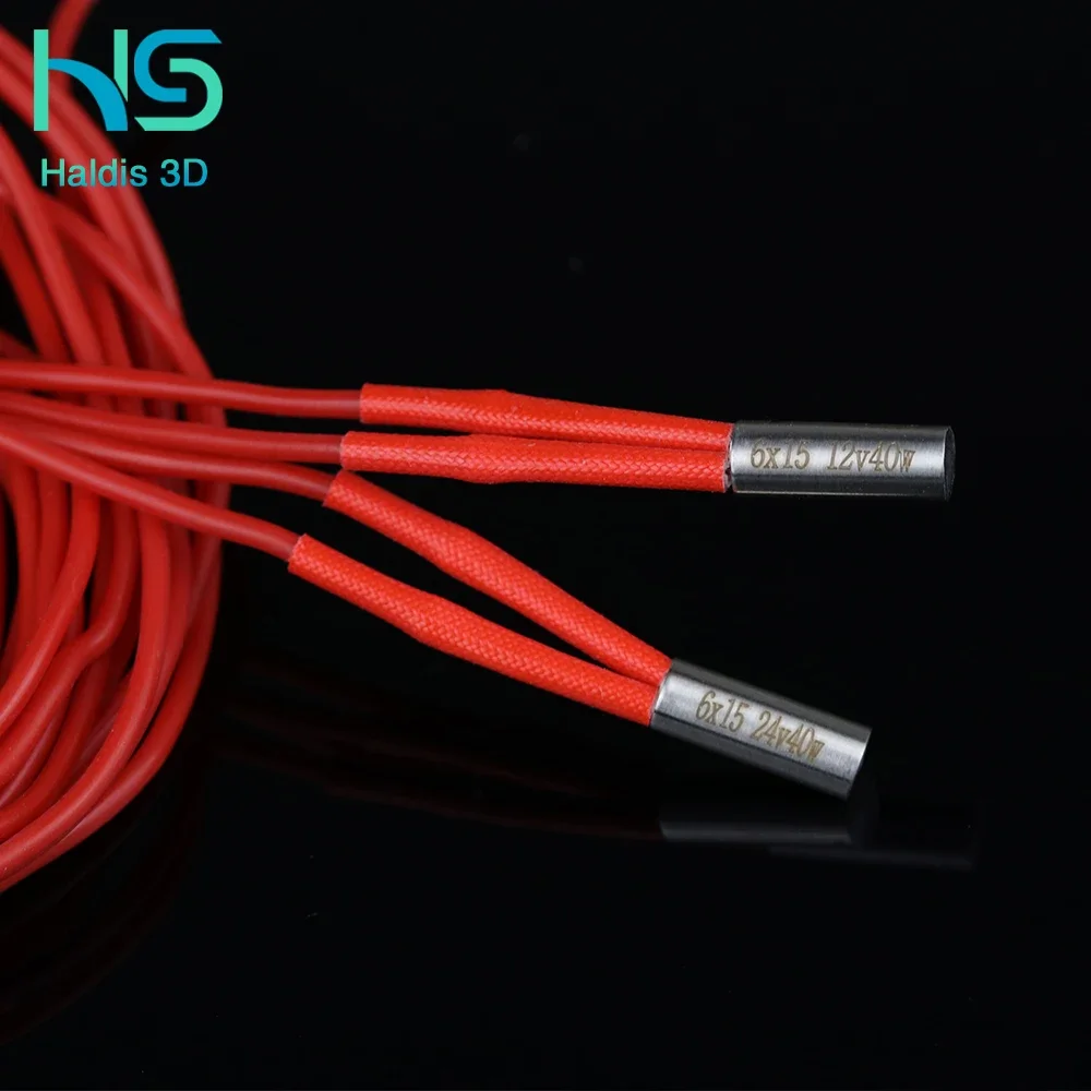 Cartucho cale factor para impresora 3d cartucho de 6x20mm, 12v/24v, 40w con kabel de 100cm, para impresora 3d pt100, hotend volca
