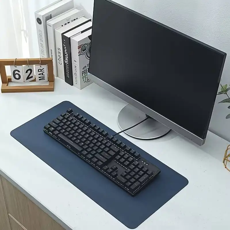 1-piece double-sided leather desk mat, two-tone waterproof mouse pad, office desk mat, student writing mat