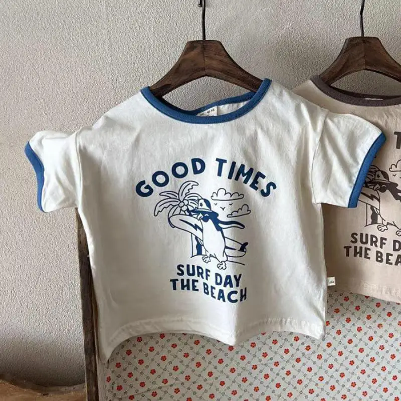 2023 sommer Neue Kinder Kurzarm T-shirt Baby Junge Mädchen Casual Baumwolle Tees Infant Kleinkind Mode Drucken Top Kinder Kleidung