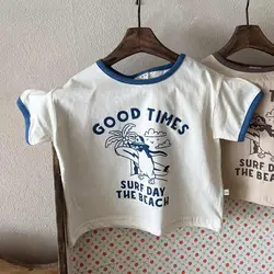 2025 Zomer Nieuwe Kinderen T-shirt met korte mouwen Baby Jongen Meisje Casual Katoenen T-stukken Baby Peuter Mode Print Top Kinderkleding