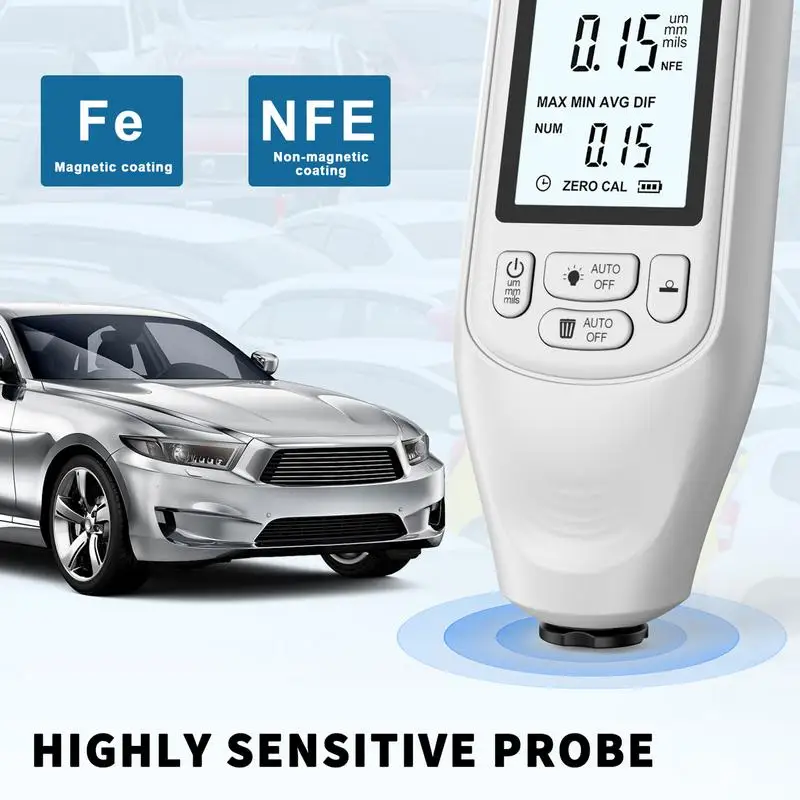 Coating Thickness Gauge Professional Coating Depth Gauge Tester For Cars LCD Display Automotive Paint Thickness Measurement With