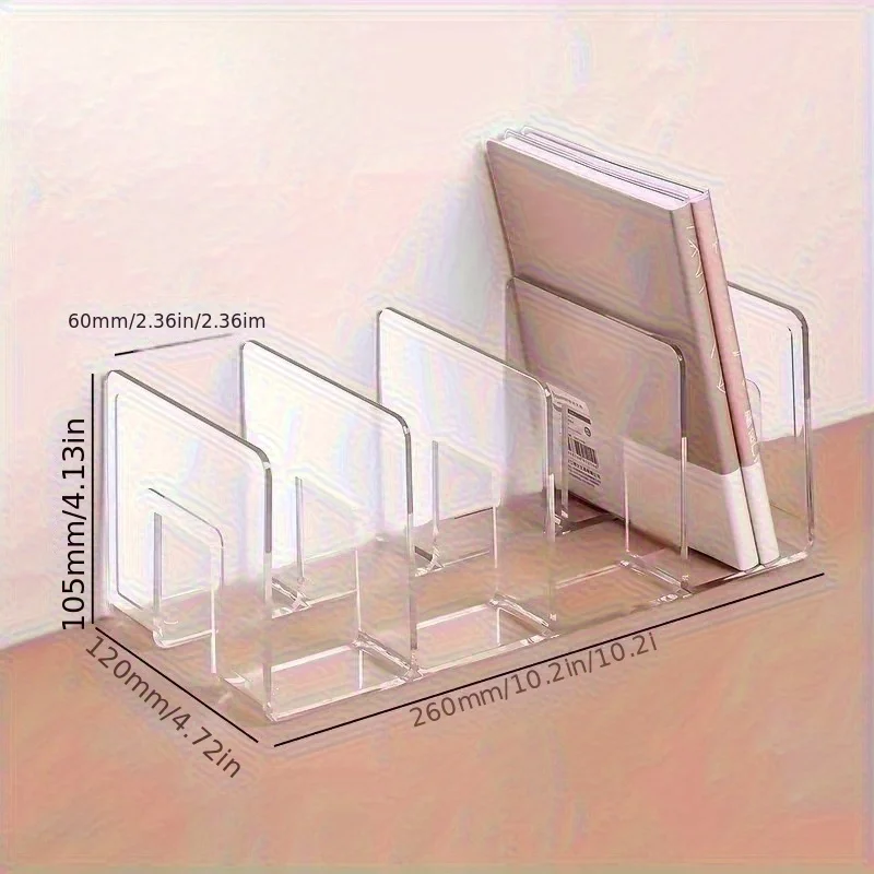 2pcs 8-Compartment Transparent Acrylic Desktop Organizer - Multifunctional Space-Saving Storage for Books, for Home Organization
