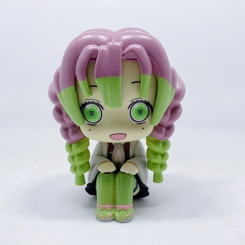 10cm Demon Slayer Figure Cute Shinazugawa Sanemi Kanroji Mitsuri Action Figure Q Version Doll Sitting Model PVC Colletible Toy