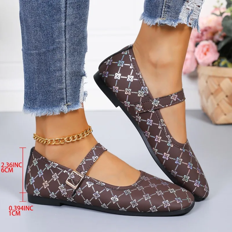 

Women's 2026 New Fashion Printed Decorative Shallow Flats Spring and Summer Soft Sole Comfortable Casual Non-slip Low-top Shoes