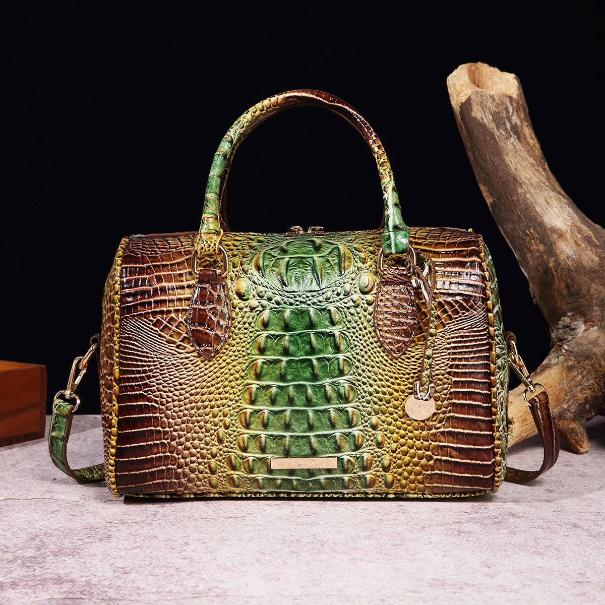 Crocodile Pattern Handbag Ombre Leather Women\'s Bag Large Capacity Shoulder Crossbody Bag Classic Style Satchel Purse