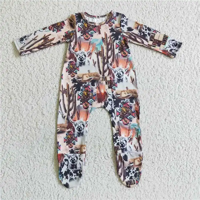 Z903-02 Wholesale Boys Autumn And Winter Long Sleeve Jumpsuit Pattern Animal Print Elements Round Neck Bright Colors