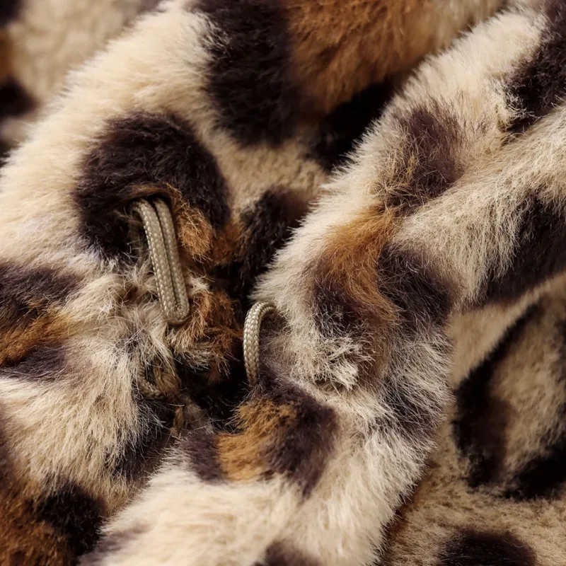 EAEOVNI-abrigo de piel sintética de leopardo para mujer, chaqueta de calle cálida con solapa nueva de Color contrastante, ropa de moda, Otoño e Invierno