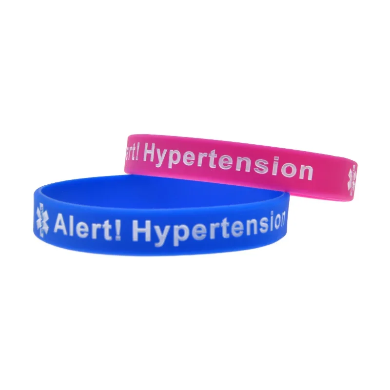 50 Pcs Alert Hypertension Medical Silicone Bracelet Rubber Wristband 4 Colors