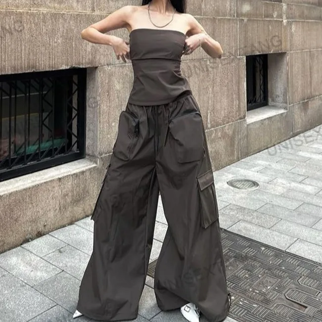 

Sweet, Cool And Spicy Girl Workwear, Strapless Pants Set, Women's 2025 New Spring And Summer Fashion Set, Trendy