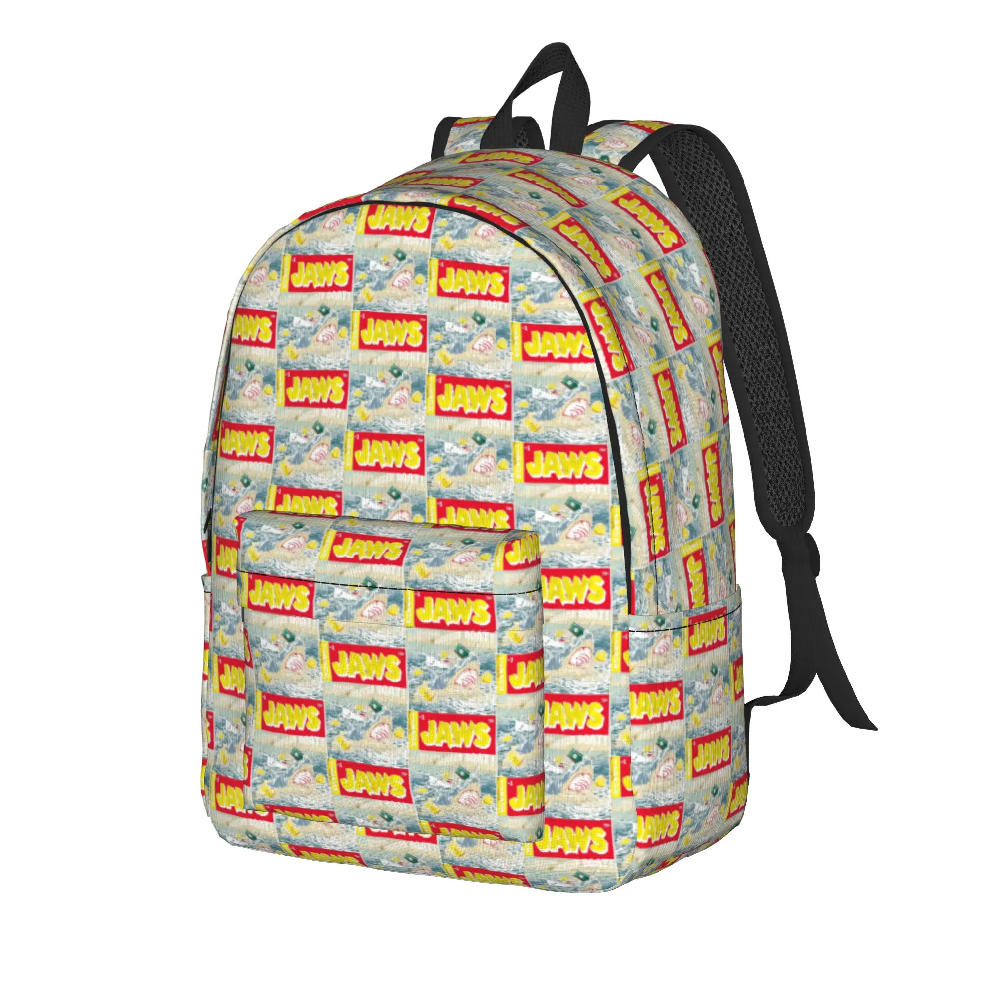 Jaws Edition Comic Book Backpack  Men Polyester Travel Backpacks Large Kawaii High School Bags Rucksack