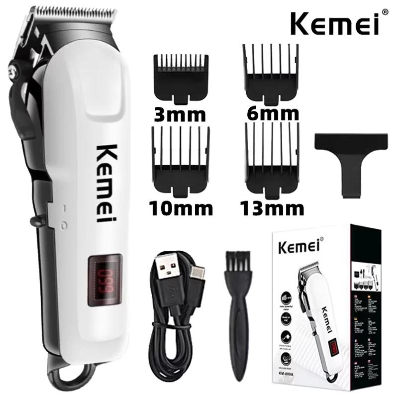 Kemei 809A Professioneller Haarschneider, verstellbares elektrisches Kabel/schnurloser Haarschneider für Männer, Haarschnitt-Maschine, LED-Anzeige