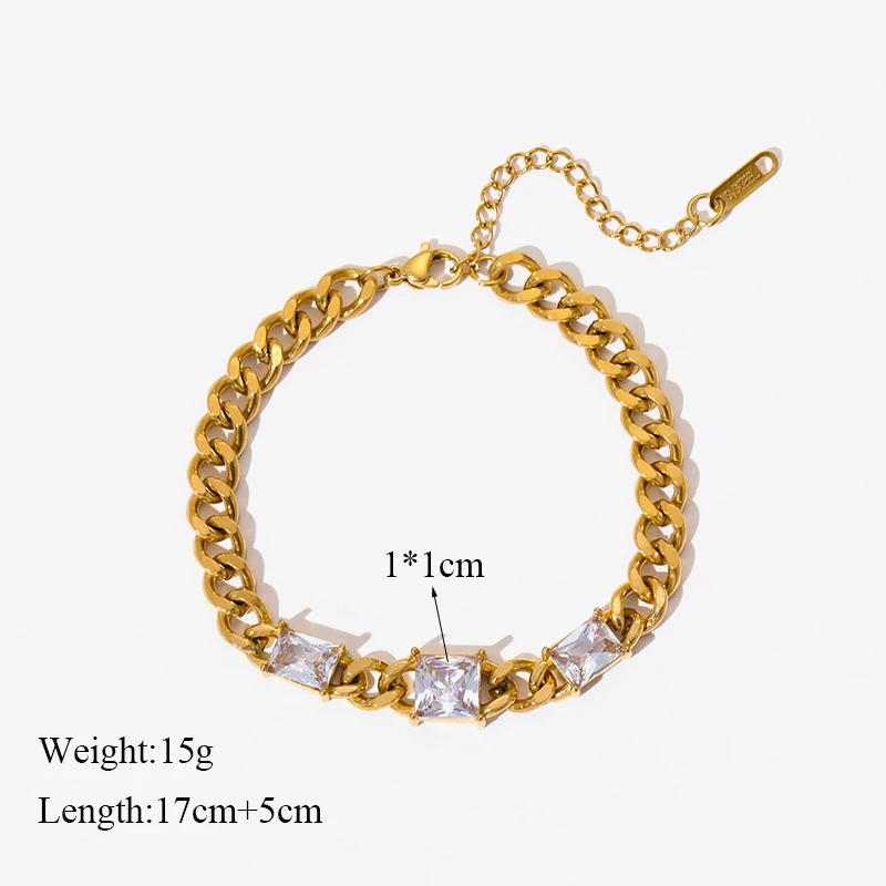 EILIECK 316L Edelstahl Einfache Zirkonia-Kettenarmbänder für Damen Wasserdicht Luxuriöser Glitzer Stilvoller Charm-Schmuck Geschenke – Detail 10