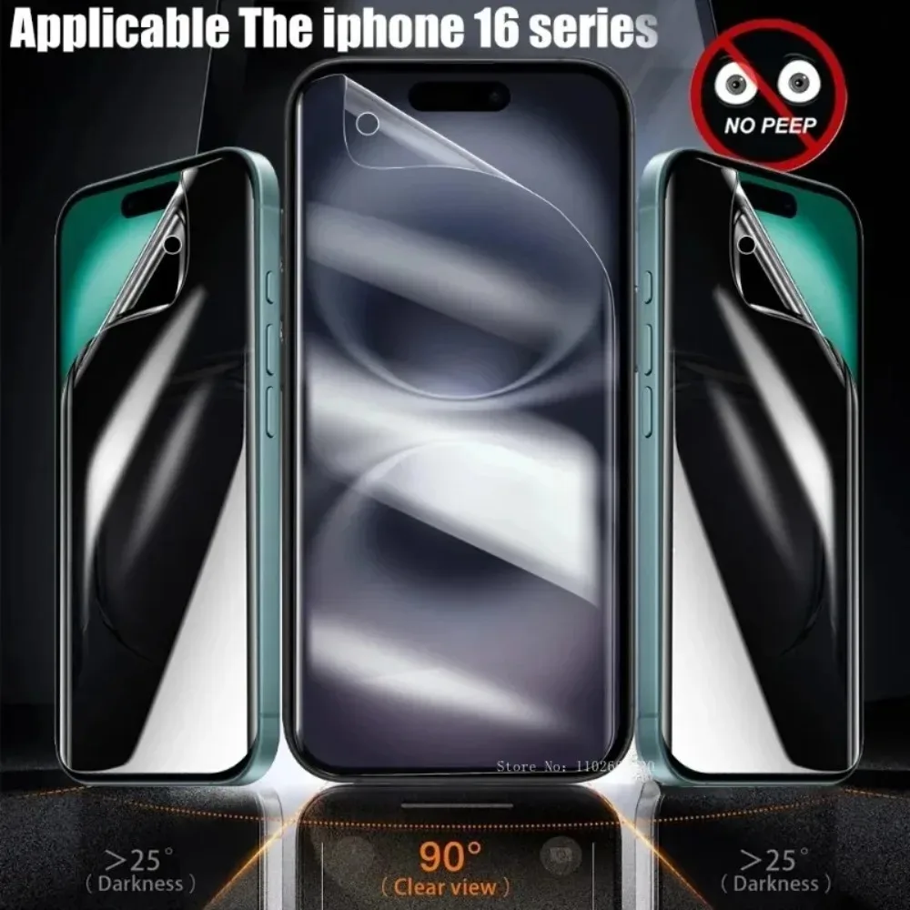 4 Stück Anti-Spionage Vollflächiger Hydrogel-Schutzfilm für iPhone 16 15 14 Pro Max Air 17e Displayschutz für iPhone 13 12 11 Pro 15 14 -Plus