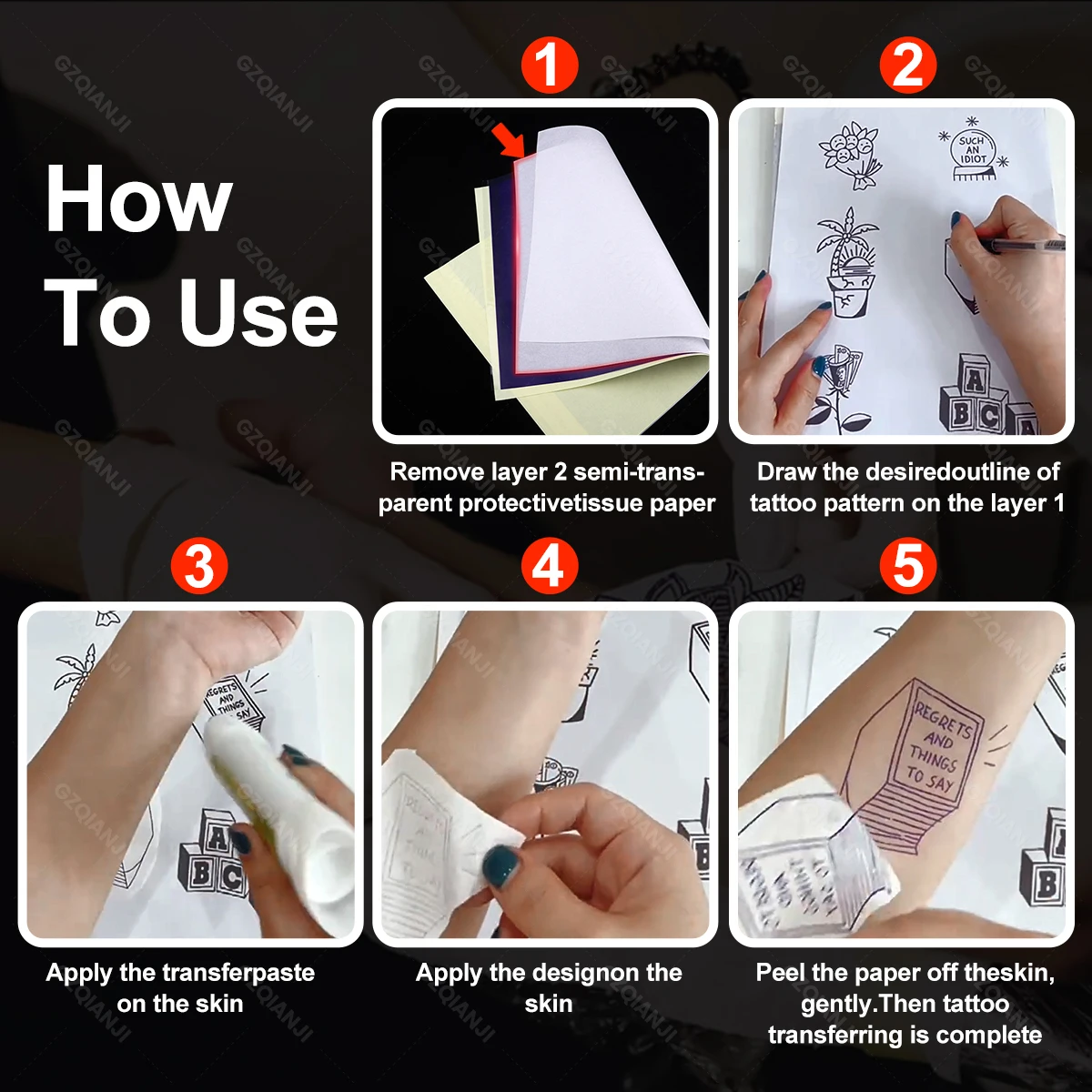 GZQIANJI A4 Tattoo Transfer Pape Tattoo Stencil Paper Copy Paper Thermal Paper For Tattoo Transfer Machine Tattoo Accessorie