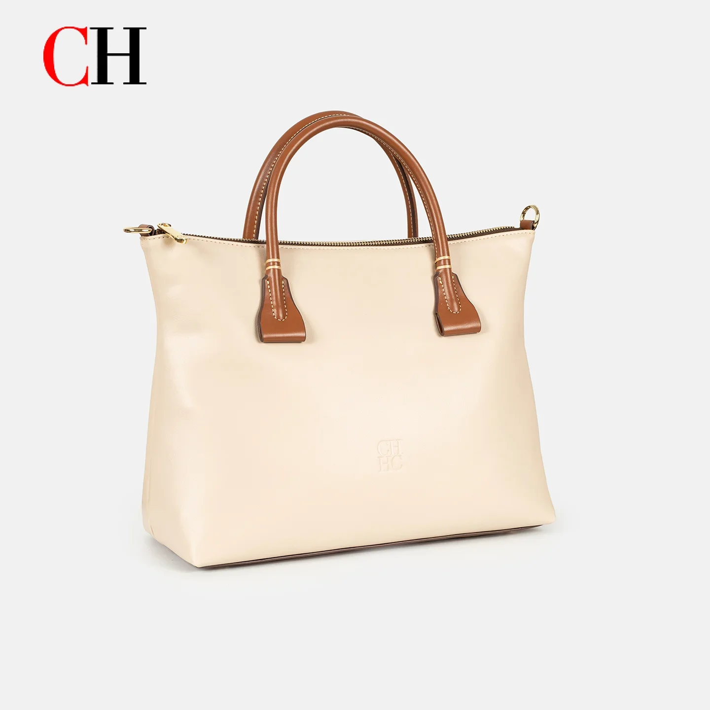 CH Tote Bag Women Embossed Logo Large Capacity Handbag Detachable Shoulder Strap Commute Shopping Bag Bolsos Mujer