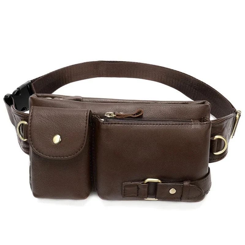 Sac de poitrine en cuir de vachette véritable pour homme, téléphone portable, luxe, mode, initié