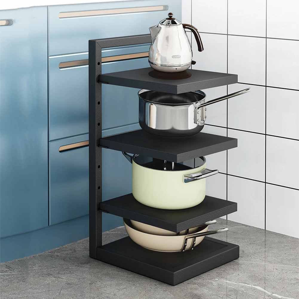 Heavy Duty 4 Layer Adjustable Height Pots And Pans Organizer Pan Rack for Skillets Cookware Storage Solution