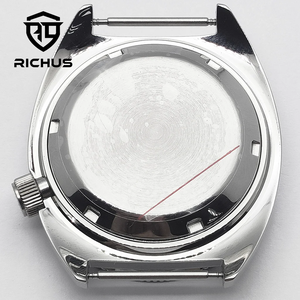 Корпус для часов RICHUS NH35 40 мм Серебряный корпус для часов Сапфировое стекло Корпус с короной на 4 часа с безелем Подходит для механизма NH34 NH35 NH36