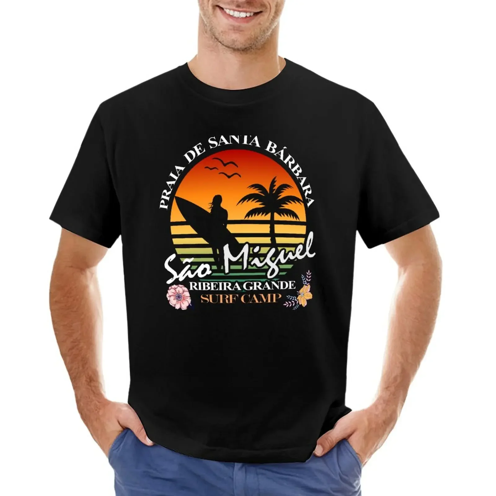 Praia de Santa Barbara Ribeira Grande Sao Miguel Azores T-shirt anime funnys for a boy mens plain Male fashion Hot Sale