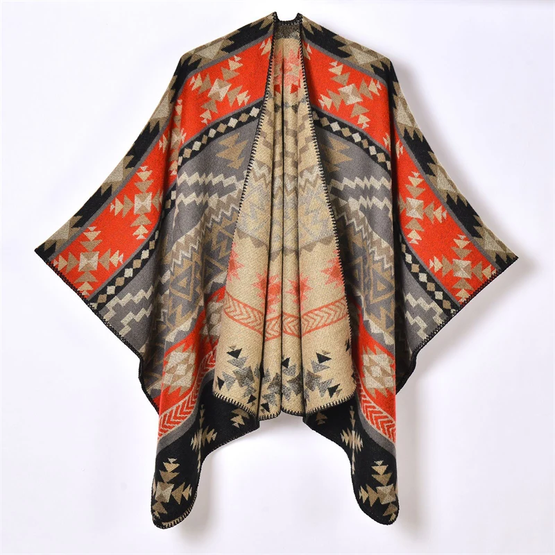 

Luxury Cashmere Poncho Women Man Foulard Jacquard Scarf Warm Shawl Cape Pashmina Winter Female Warm Shawl Blanket Stole Cloak