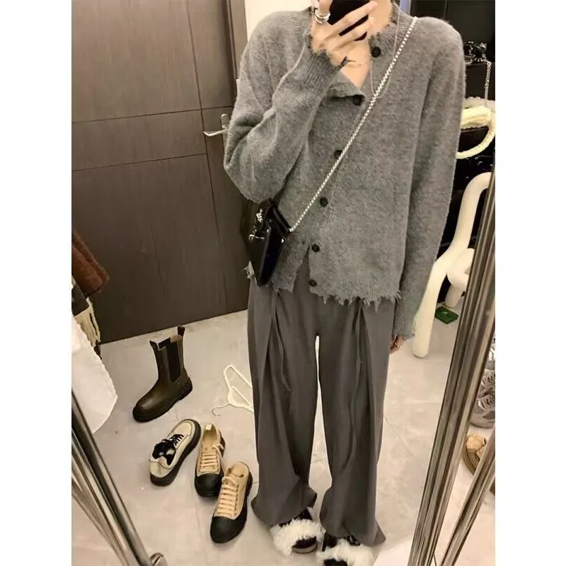 

Утягивающий вязаный открытый кардиган с v-образным вырезом, женский модный свободный осенне-зимний новый повседневный шикарный топ с кисточками