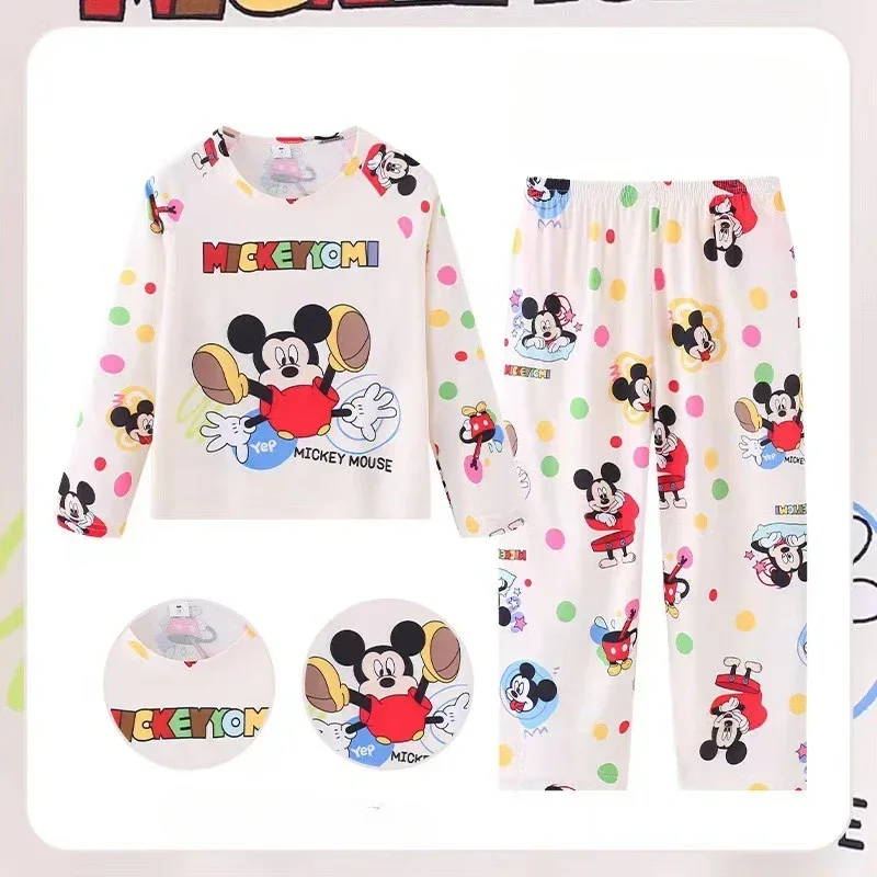 Mickey Mouse Children Pajama Sets Loose Comfortable Kids Nightclothes Suit Soft Lovely Cartoon Print Breathable Pajamas Autumn