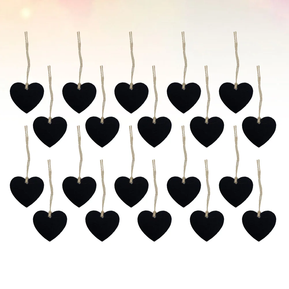 

20pcs Heart Shaped Wooden Tags Blackboard Decorative Hanging 65x65mm Thin Lightweight Pre Punched Hole Reusable for Christmas