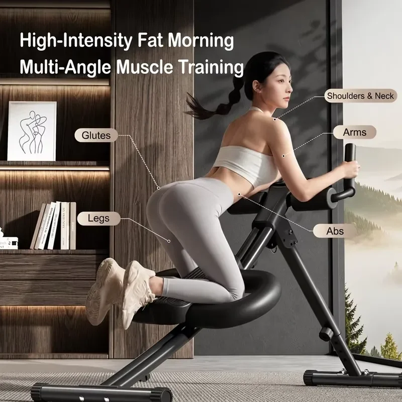 Adjustable folding abdominal trainer with LCD screen, steel core trainer, home gym fitness equipment