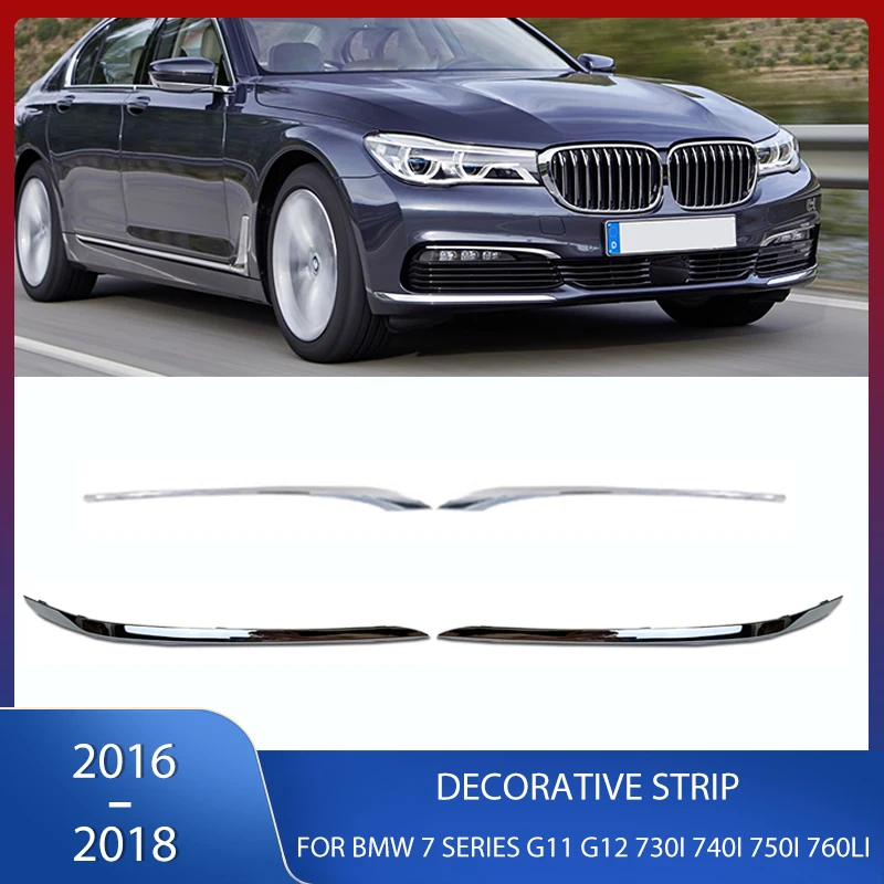 Front Bumper Chrome Strip Fog Light Cover Reflective Sticker Trim For BMW 7 Series G11 G12 730i 740i 750i 760li 2016 2017 2018