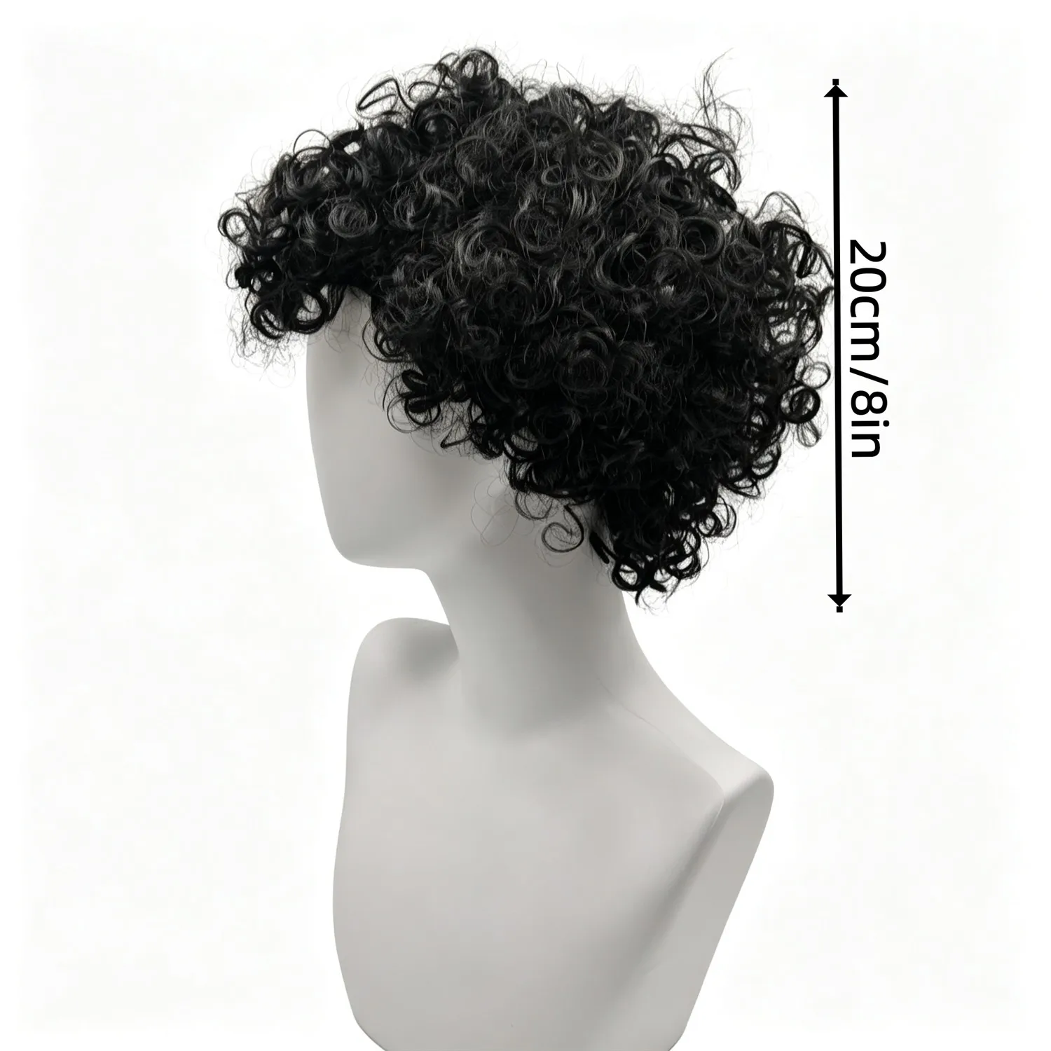 Afro Kinky Curly Wig Short 8 Inch 1B Natural Black 250% Density Heat Resistant Synthetic Wig, Thanksgiving, music festivals
