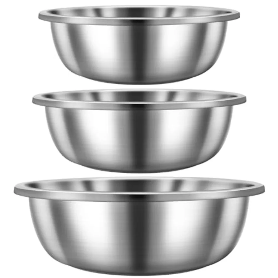 

Cooking and baking: 201 stainless steel, silver, extra large nesting mixing bowls set 13/16/20 qt for easy cleaning and space-s