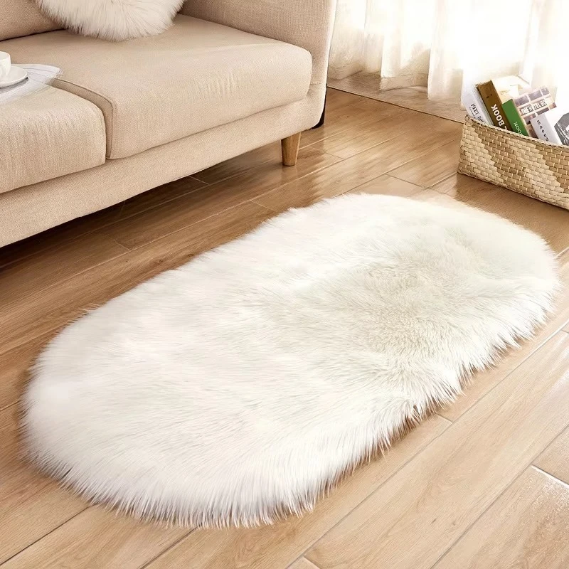 Imitation Wool Floor Carpet Mat, European Style Anti-Slip Rug, Cold-Proof & Dirt Resistant for Living Room Sofa & Bedroom