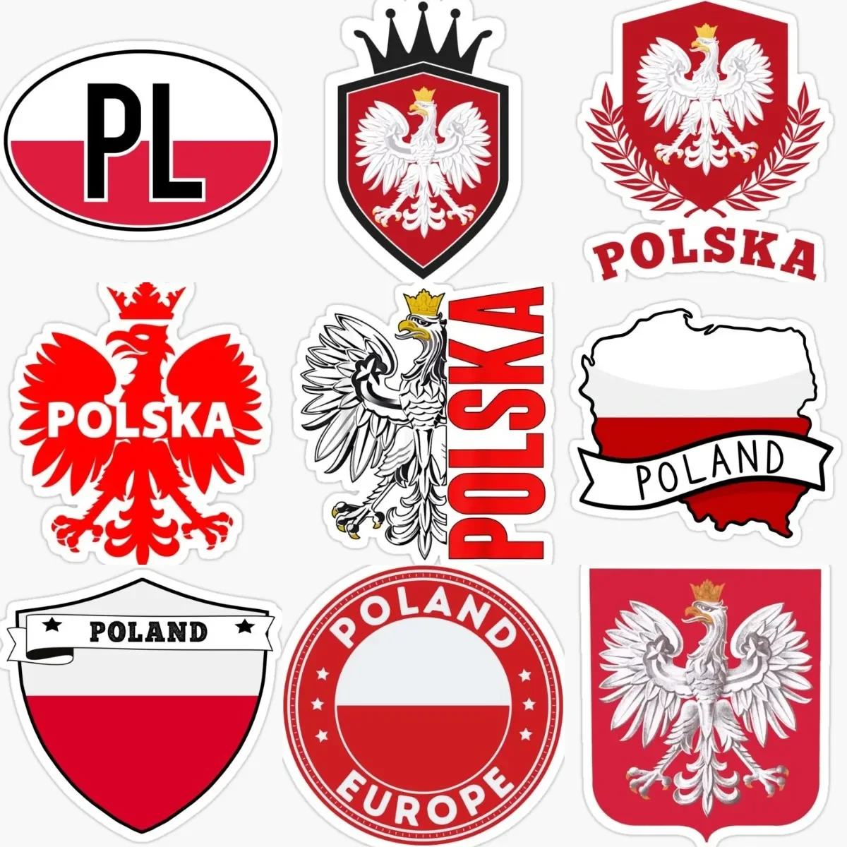 Poland Eagle Flag Map Emblem Skull Creative Stickers Vinyl Car Helmet Motorcycle Laptop Wall Bicycle Truck PVC Decal Assecories