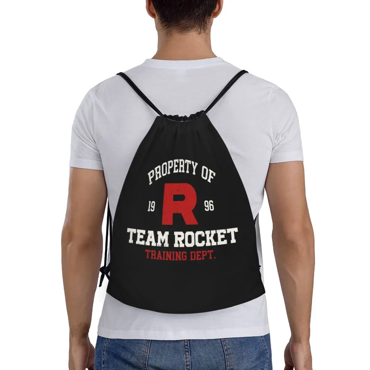 Letter R Team Rocket Logo Backpacks Portable Drawstring Bags Storage Bag Book Bags for Man Woman School