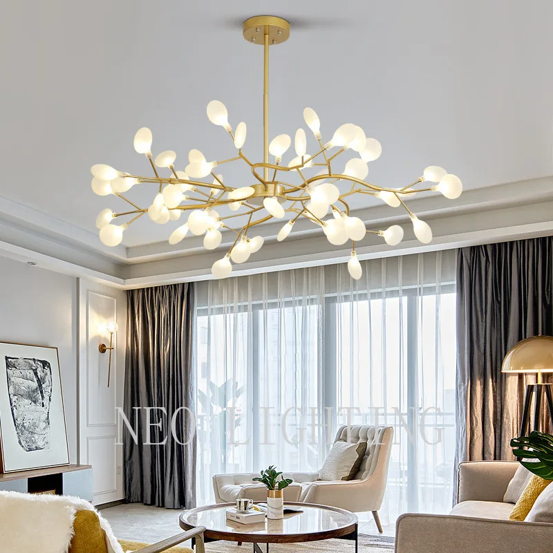

Modern Chandelier Design Firefly Chandelier Light Fixture Black Metal Ceiling Lamp Tree Branch LED Pendant Light for Living Room