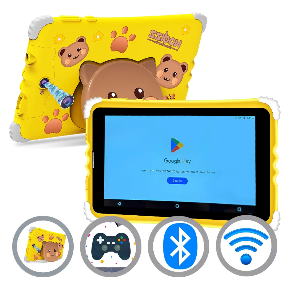 

7 Inch Kids Tablet Cartoon Bear Large-screen Tablet 4GB RAM 128GB ROM Android 14 GPS WiFi Learning Games Tablets Children's Gift
