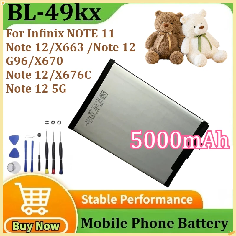 بطارية BL-49KX لهاتف انفينيكس نوت 11/نوت 12/X663/نوت 12 G96/X670/نوت 12/X676C/نوت 12 5G هاتف محمول 5000 مللي أمبير + أدوات #1