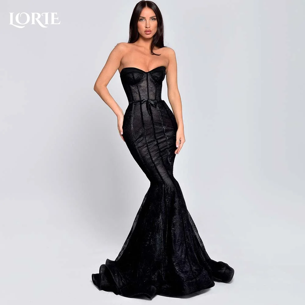 

LORIE Black Mermaid Formal Evening Dress Saudi Party Dress Prom Dress Strapless Red Carpet Celebrity Dresses on Offer Clearance