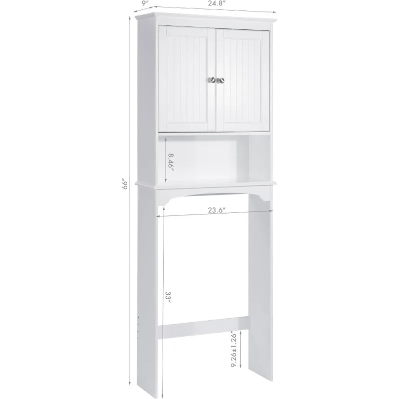 Opbergkast boven het toilet, badkamerplank boven toilet, badkameropbergkast organizer, wit