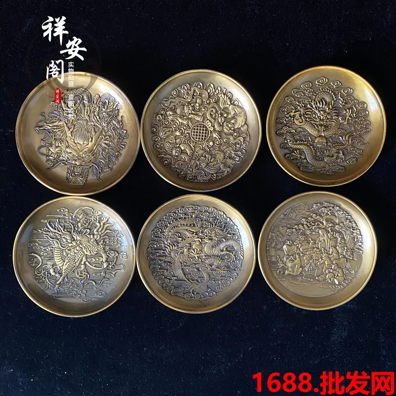 Plate ornaments, home decoration crafts, dragon and phoenix  pixiu qilin plates, with a diameter of 10.5cm