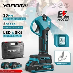 Yofidra 30mm Fırçasız Elektrikli Pruner Makas 2 Dişli Akülü Meyve Ağacı Bonsai Budama Elektrikli Makas Makita 18 V Pil