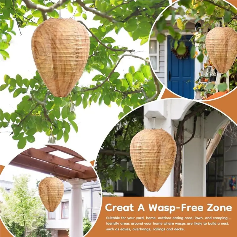 75STO-Hanging Wasp Nest 8 Pieces For Home Garden Yard Outdoors Artificial Hornet Nests