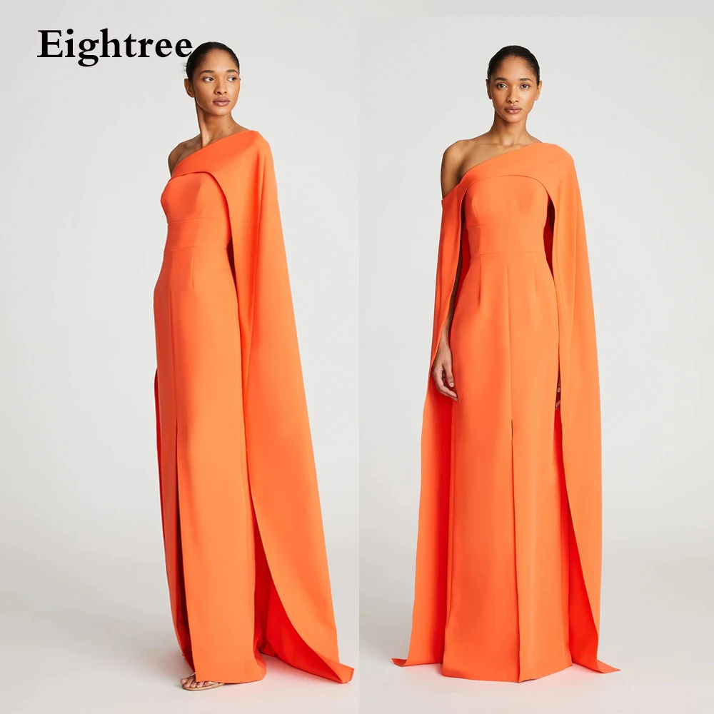 Eightree One Shoulder Party Dresses  فساتين السهرة  Prom Gowns Graduation Dress Women Modest Cape Sleeve Orange Vestidos Outfits