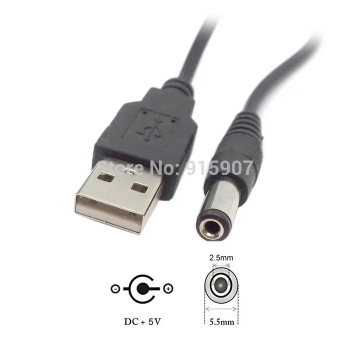 CY Cable  80cm USB 2.0 A Type Male to 5.5 x 2.5mm DC 5V Power Plug Barrel Connector Charge Cable